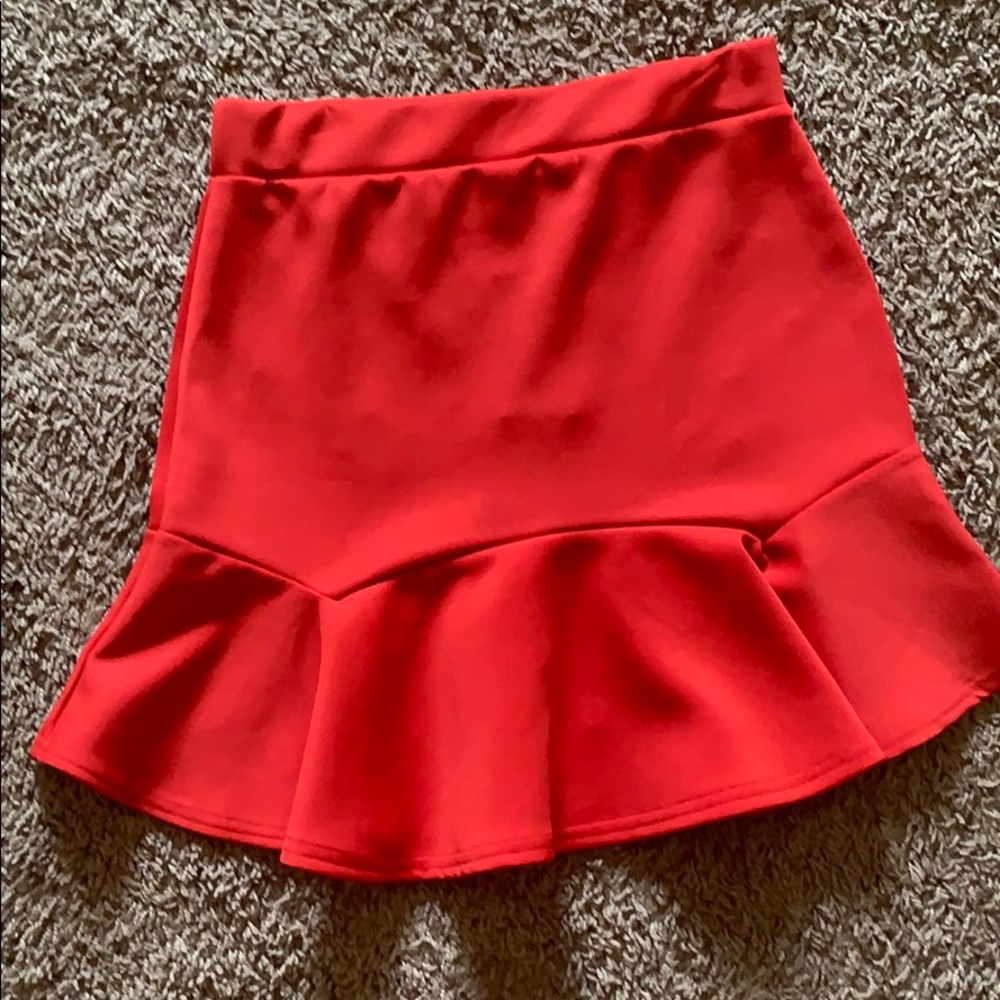Red flare skirt